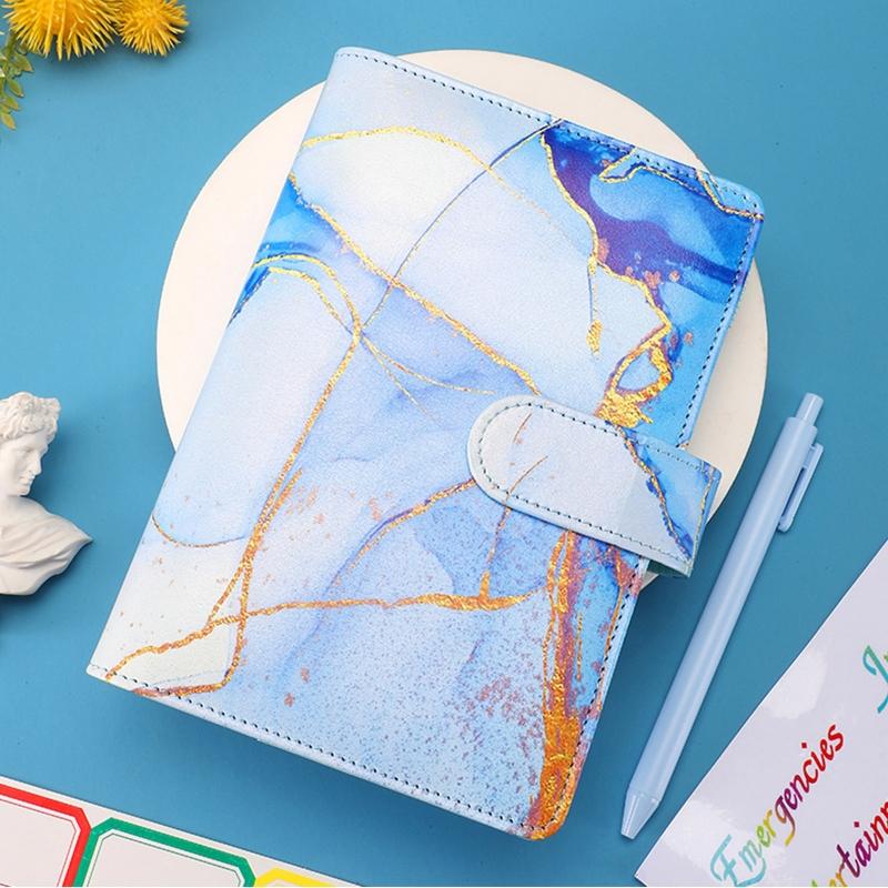 Marble A6 Budget Binder for w/ Budget Sheets Cash Envelopes Bag Colored Label Stickers for Budgeting Cash Budget Organiz
