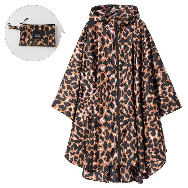 Fashion Big Size Women Leopard Raincoat Lightweight Rain Coat Poncho Ladies Waterproof Cloak Raincoats Adults Windproof Rainwear