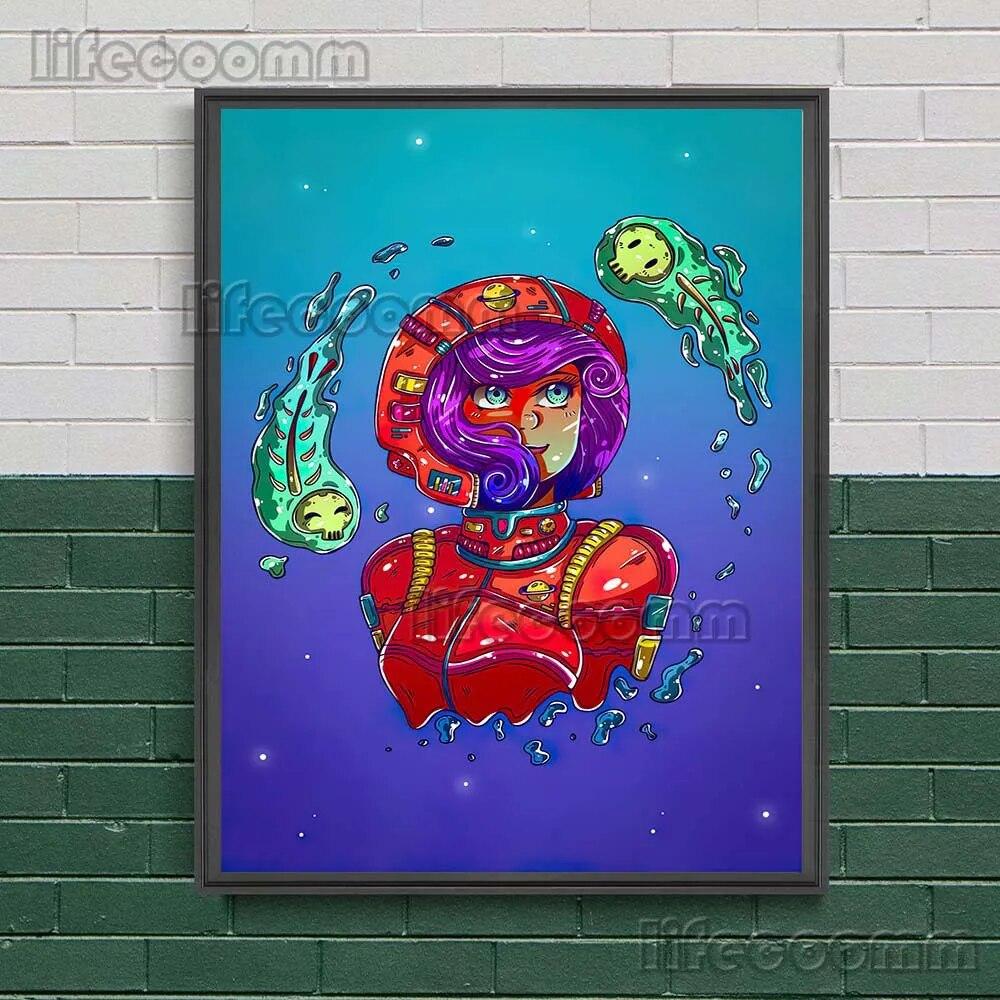 Солнце и Луна, мультяшное изображение, художественный постер, Звездная ведьма и волшебник, кот, забавная настенная живопись на холсте, грибная фея, постер с принтом, декор без рамки