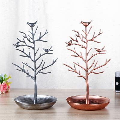 Yousheng Vintage Bird Tree Jewelry Holder Trinkles Keys Earrings Collar Bracelet Jewelry Accessories Display Organizer Stand Metal Storage Rack