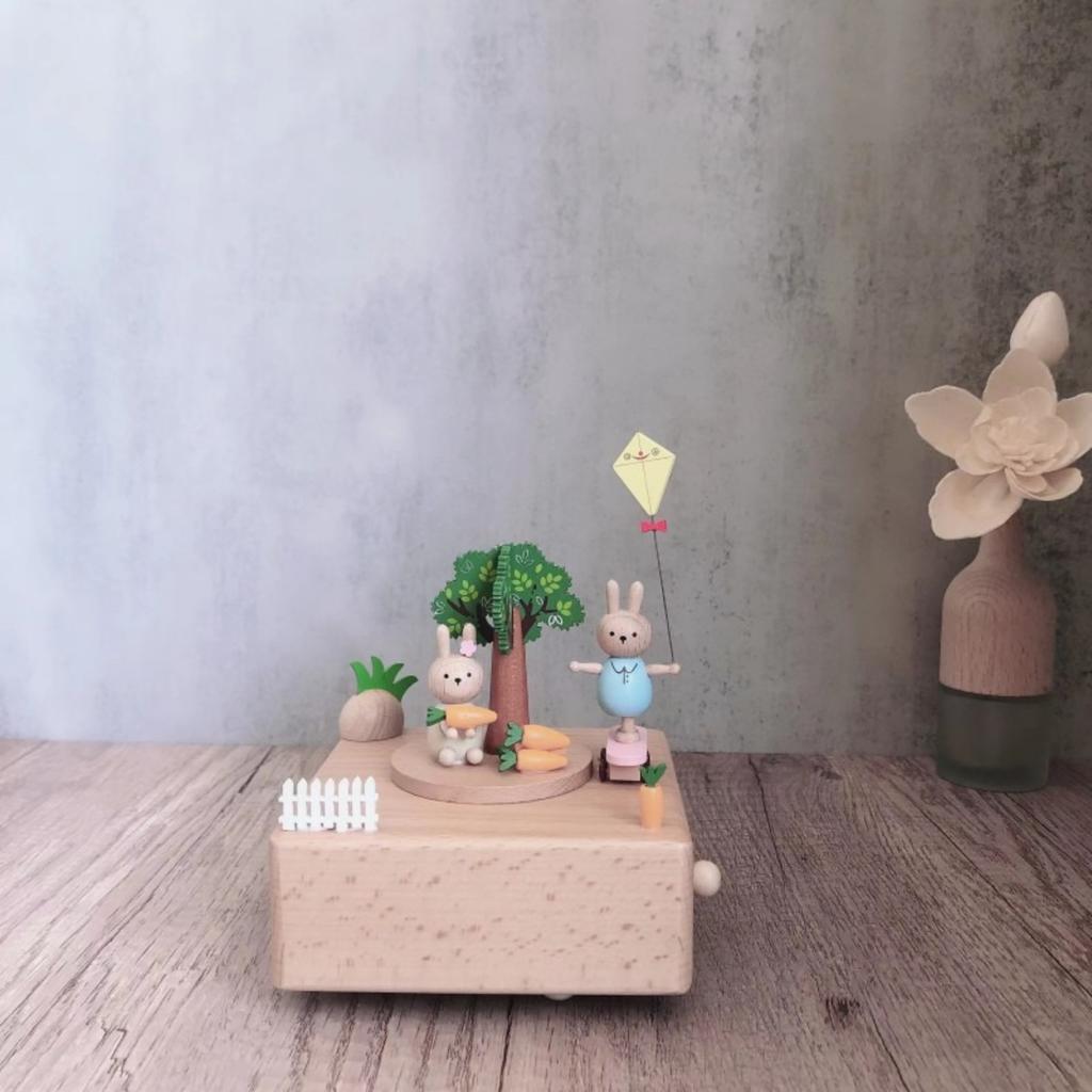 Handmade Wooden Rotating Music Box - Creative Christmas Gift, Desktop Decorative Craft with Musical Mechanism