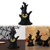 Halloween LED Tree Face Figurine Battery Operated Ghost Face Tree Statue Spooky Tree Demon Statue for Haunted House Decoration