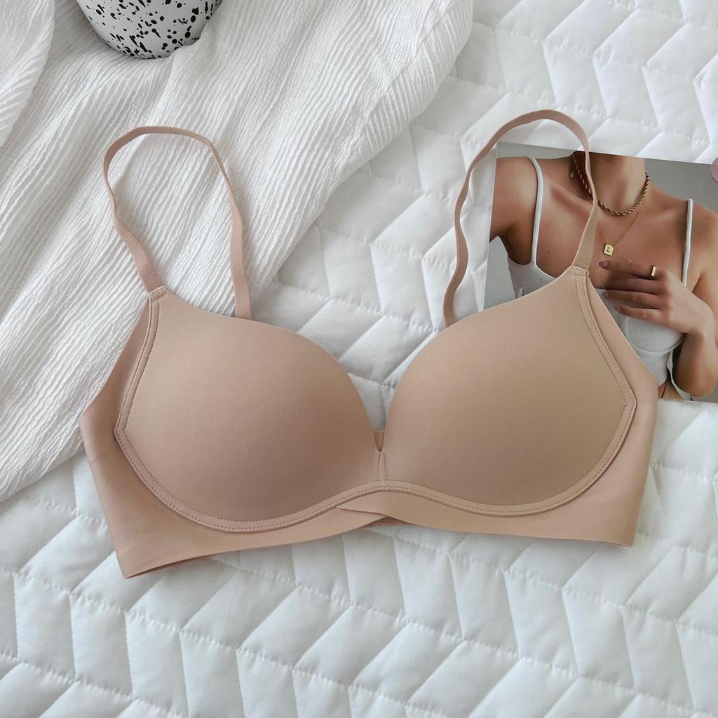 Женский цельный бюстгальтер, удобный без стального кольца, маленькая грудь, бесшовное нижнее белье со сборками, тонкий сексуальный бюстгальтер, невидимый бюстгальтер