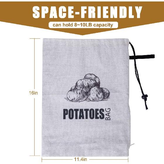 TOGETRUE Potato Onion Storage Bag, Fabric Onion and Potatoes Storage Bag, Washable Garlic Potatoes Onions Keeper with Drawstring for Pantry, 2 Pack