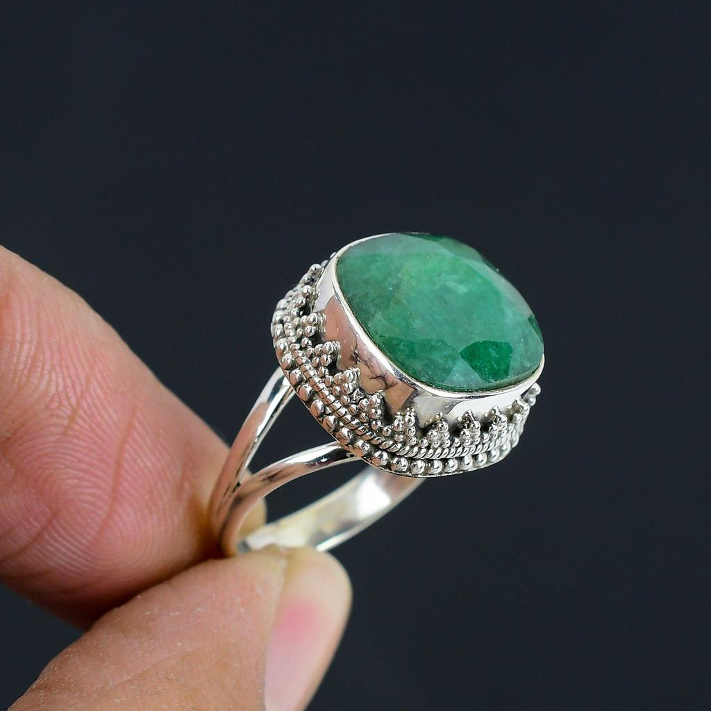 Натуральное изумрудное массивное кольцо из стерлингового серебра 925 пробы с разделенным хвостовиком для женщин и девочек
