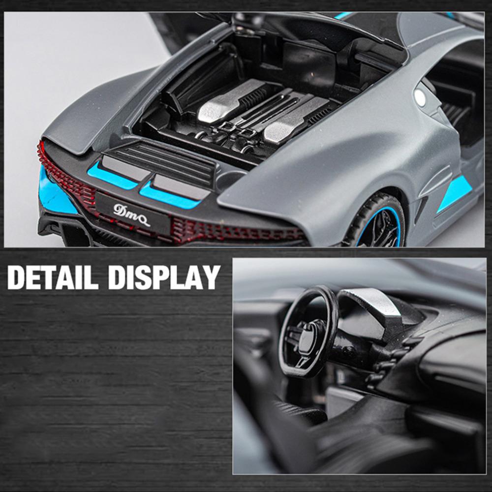 Игрушечная машинка 1/32 масштаба Bugatti Divo Металлическая игрушечная машинка из сплава Литые игрушечные машинки и игрушечные транспортные средства Модель машины Миниатюрная модель машинки Игрушки для детей Рождественский подарок