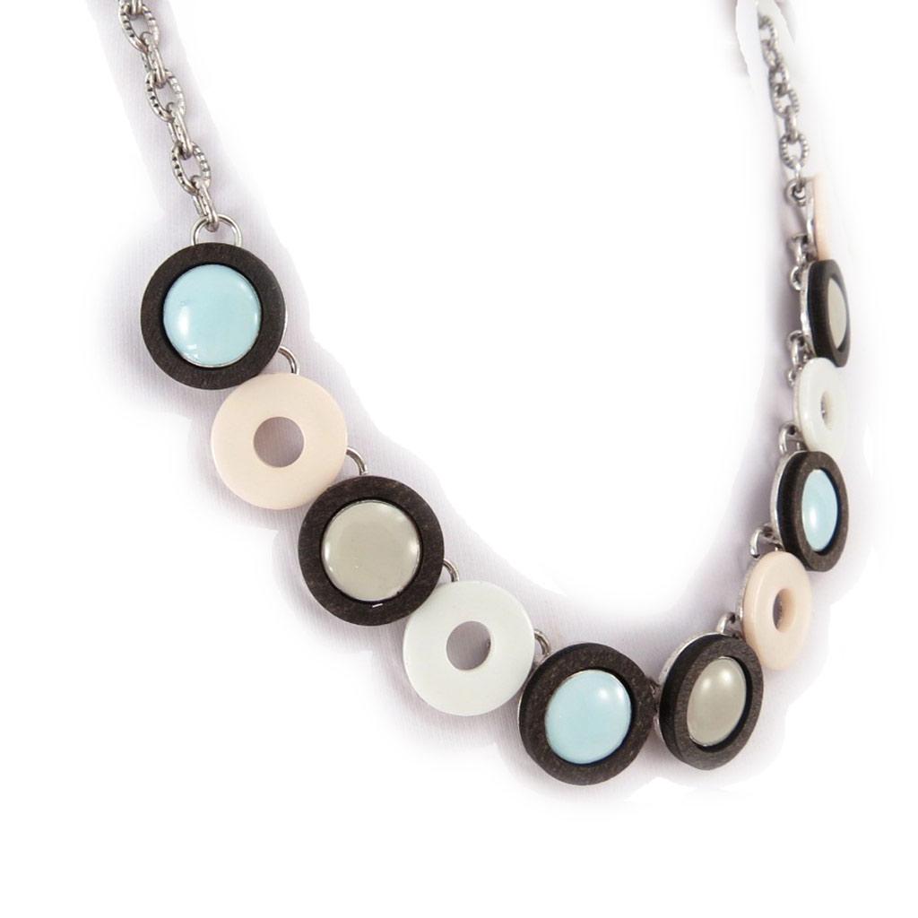 NOA [K0195] - Дизайнерское колье 'Bora Bora' цвета слоновой кости небесно-голубого цвета