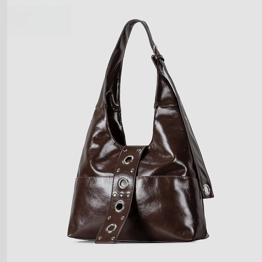 Women Top Handle Shoulder Bag Personality Rivet Satchel Tote Hobo Handbag Purse Bag