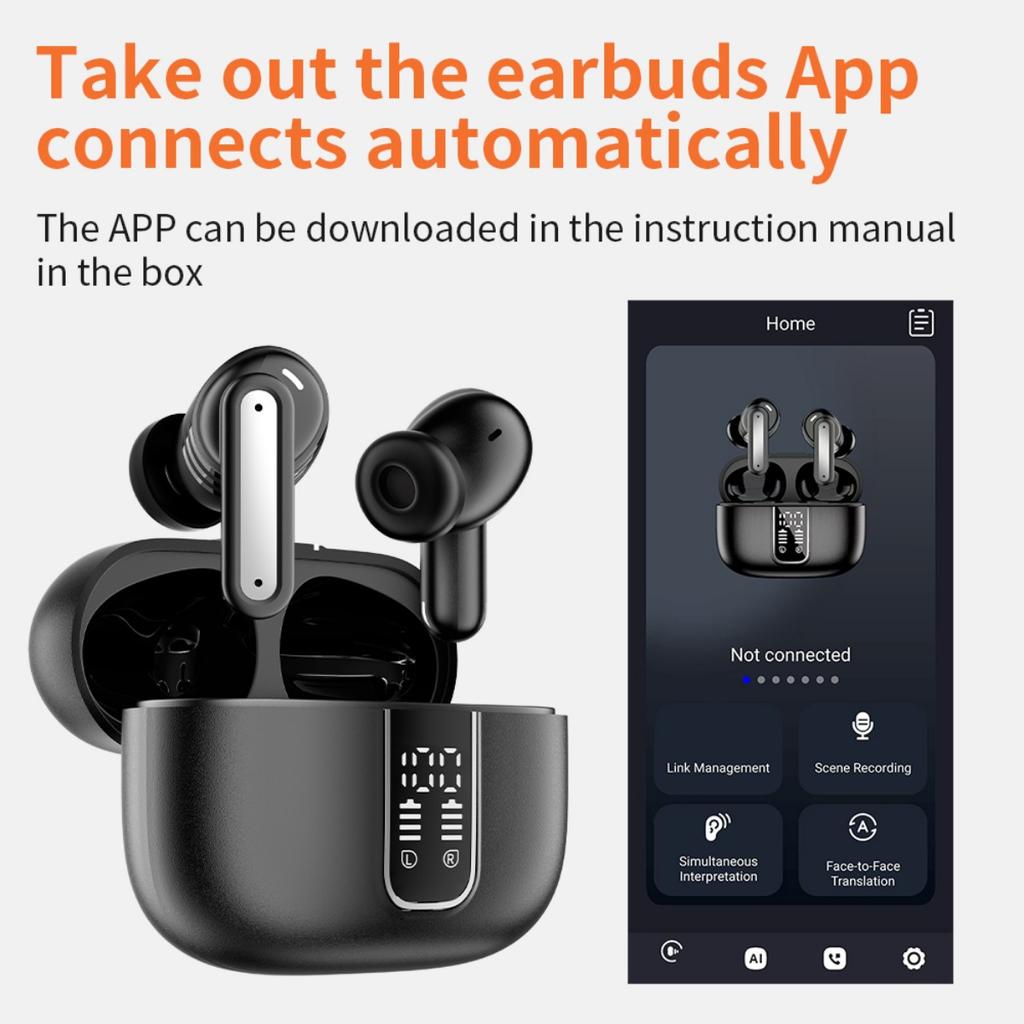 Шумоподавляющие наушники с ИИ-переводом на 144 языка, длительным сроком службы батареи, композитными мембранными динамиками с настоящим медным кольцом и усилением басов