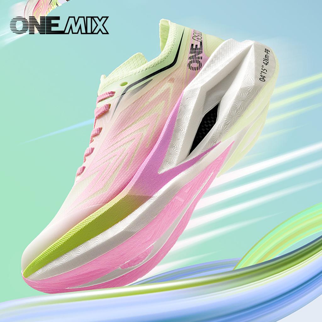ONEMIX 2025 Новые профессиональные кроссовки для марафонского бега с подошвой из углеродного волокна на всю стопу, амортизирующие, дышащие, эластичные, мужские спортивные кроссовки