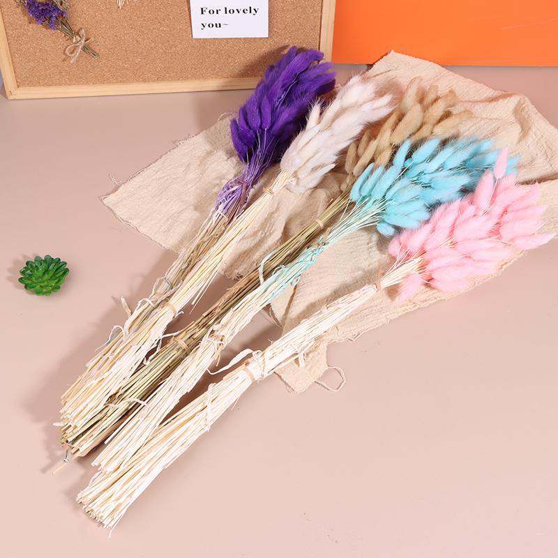 50 шт., букет из сухоцветов с изображением кролика и хвоста кролика, декор для свадебной вечеринки, пушистые пампасы, рождественская цветочная композиция своими руками