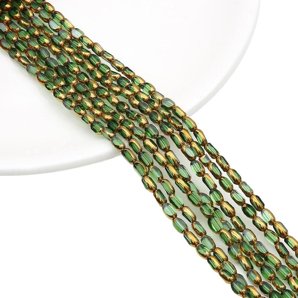 Овальные ограненные стеклянные кристаллы с золотистой окантовкой, в форме рисовых зерен, для изготовления украшений