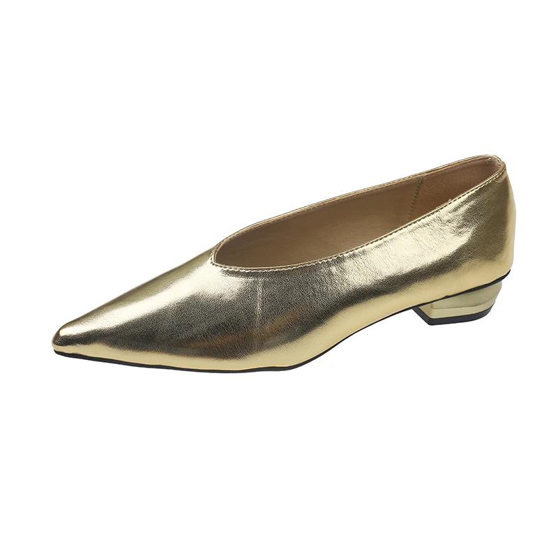 Мода женская обувь 2024 мода женские туфли-лодочки без застежек осень острый носок неглубокие однотонные платье на низком каблуке офисная женская обувь Zapatos