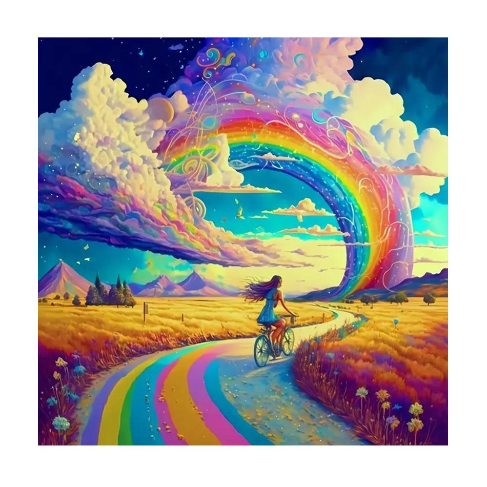 Frame Painting By Numbers For Adults Beginner Kits Rainbow Landscape Wall Art Picture With Numbers For Home Decors 40x40