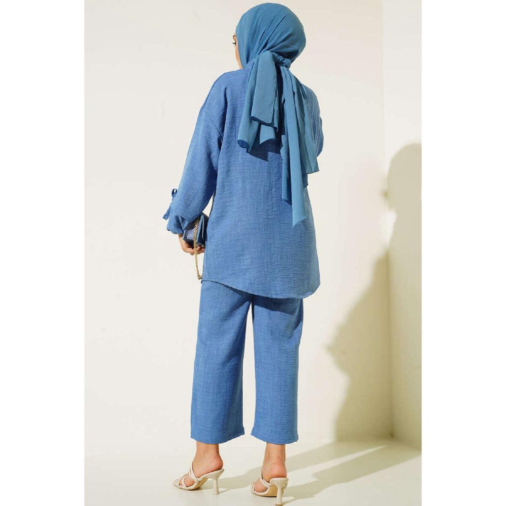 Women's Buttoned Linen Double Suit