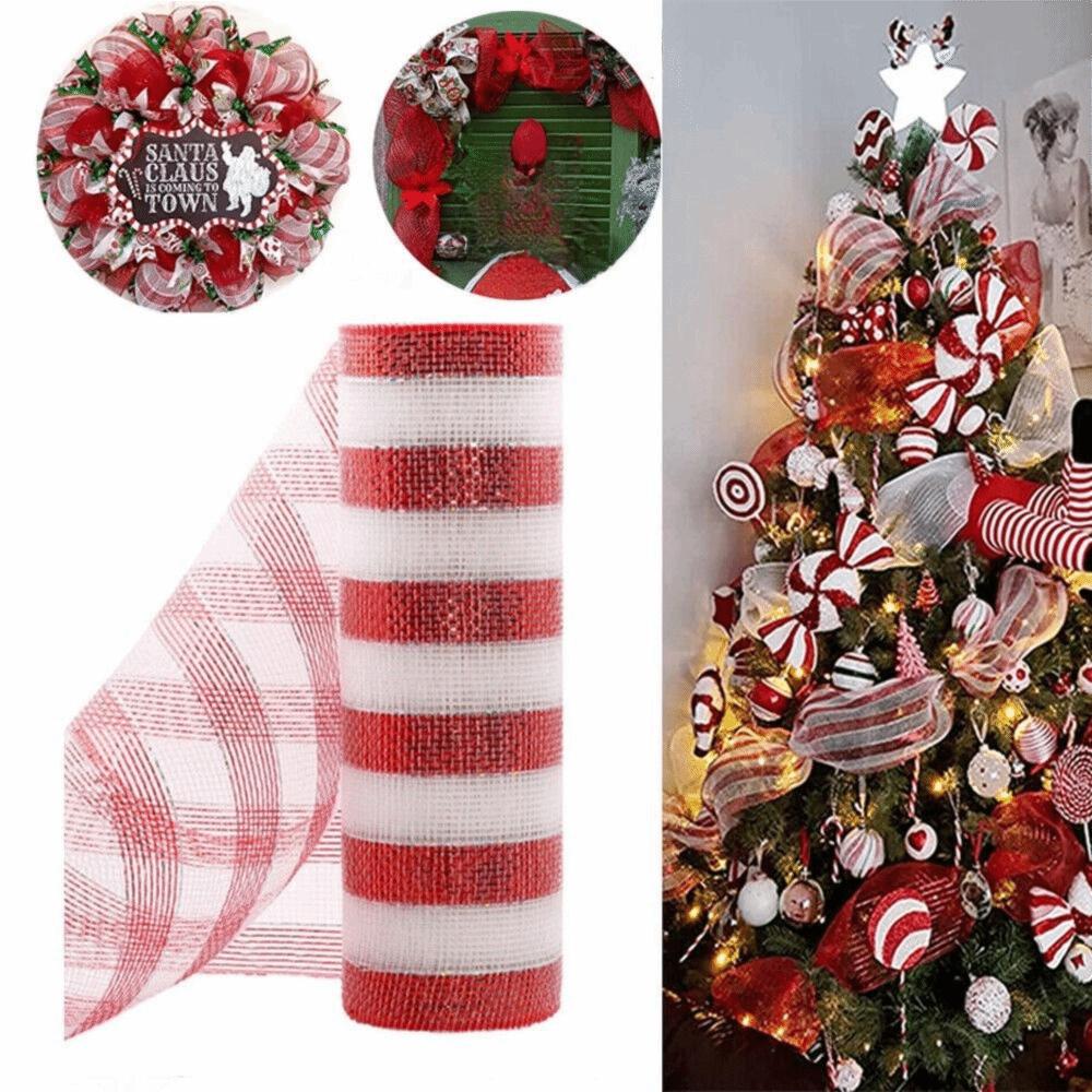 Handmade Christmas Wreath Tree Stripes Mesh Stripes Gift Wrapping Ribbon Flower Wrapping