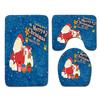 Christmas Shower Curtain Floor Mat Combination Four-Piece Set Kitchen Door Mat Bedroom Living Room Carpet