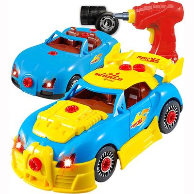Разберите игрушечный автомобиль для мальчиков и девочек 3, 4, 5 лет – забавная игрушка с рабочей дрелью – Соберите свой собственный автомобильный комплект Игрушка STEM – реалистичные звуки и свет двигателя