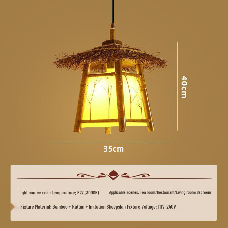 Retro Bamboo Pavilion Chandelier: Creative Chinese Style for Tea Rooms, Corridors, and Outdoor Spaces.