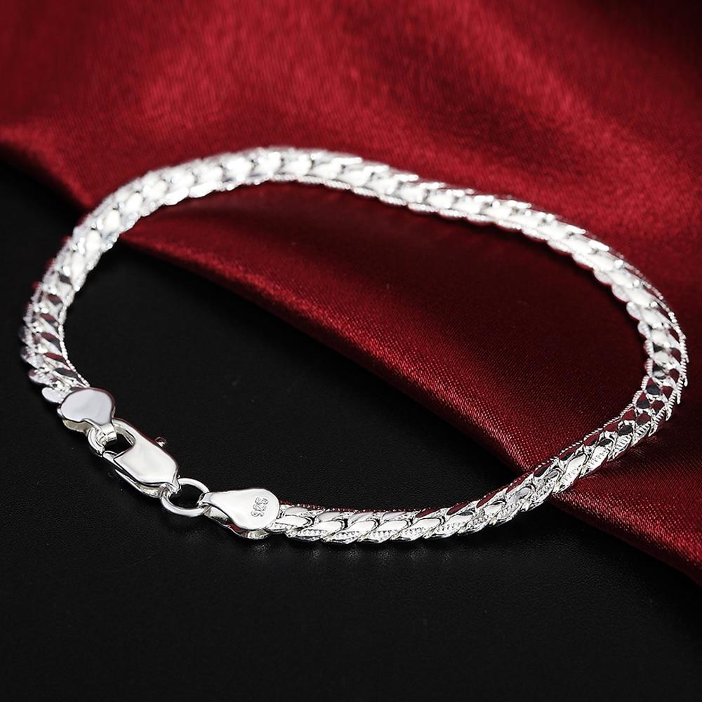 925 Sterling Silver 6mm Full Sideways Chain Bracelets For Women Men Fashion Wedding Party Engagement Jewelry Jewellery