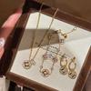 Старые деньги Стиль Медная монета Ожерелье Цепочка на ключицу Модный Легкая роскошь Инкрустированный бриллиантами Браслет с монетами Серьги-монеты Серьги Женские