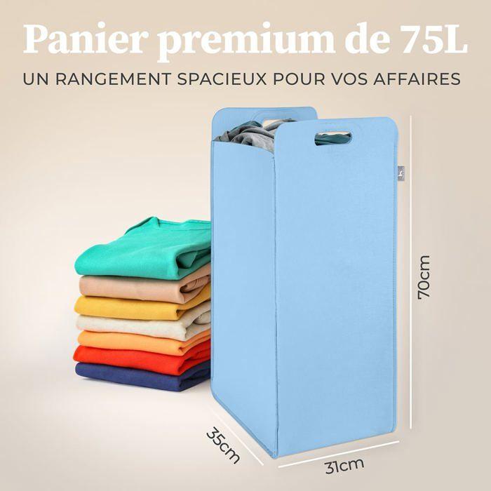 Panier À Linge - Hennez - Katy - Feutre - 75 Litres - Bleu - Pliable