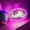 HELLO Neon Sign Creative Shape USB/Battery Operated Non-glaring LED Neon Lamp Wall Ornament Party Supplies