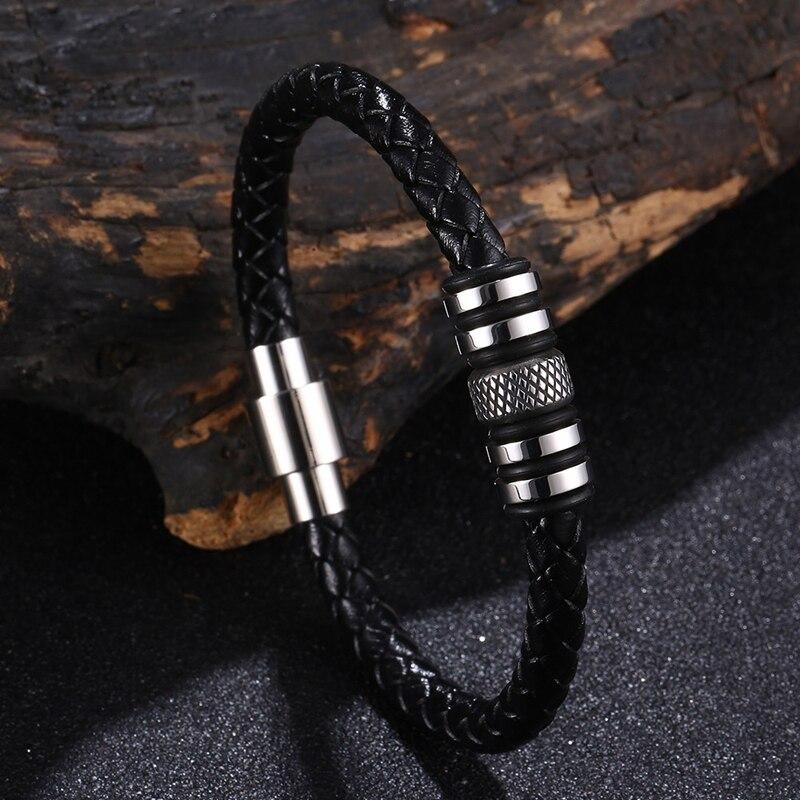 New Luxury Genuine Leather Bracelet Combination 3 Colors Men Bracelets Woven Bracelet Men Birthday Gift