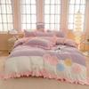 Lace Princess Wind Four-piece Set Washed Cotton Bed Sheet Quilt Cover Embroidered Small Fresh Bedding
