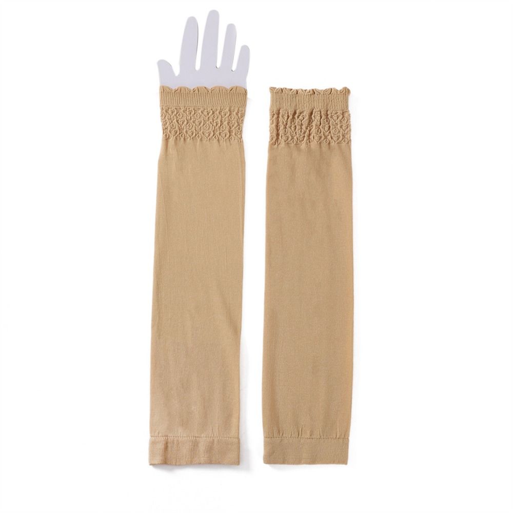 Solid Color Thin Sun Protection Sleeves Elastic Fabric Lace Ice Sleeves Women's