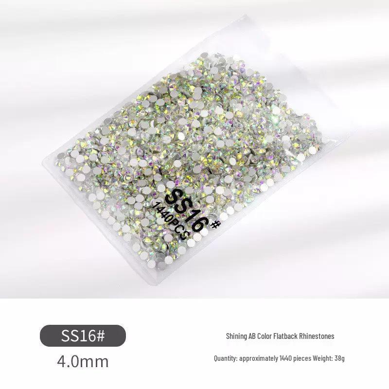 Маленькие круглые стразы AB белого цвета с радужным переливом – Кристальное стекло, плоское дно для суперблестящего декора