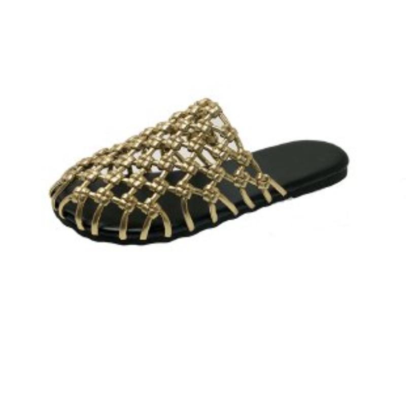 Мода 2025 Летняя мода Плетеные внешние сандалии Слипоны Баотоу Женская обувь Уличные тапочки Ленивые люди Слипоны Универсальные