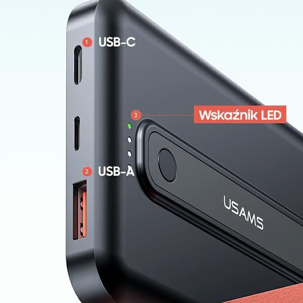 USAMS Powerbank PB64 10000mAh 20WQC3.0+PD Magnetic Wireless Fast Charge black/black 10KCD17301 (US-CD173)