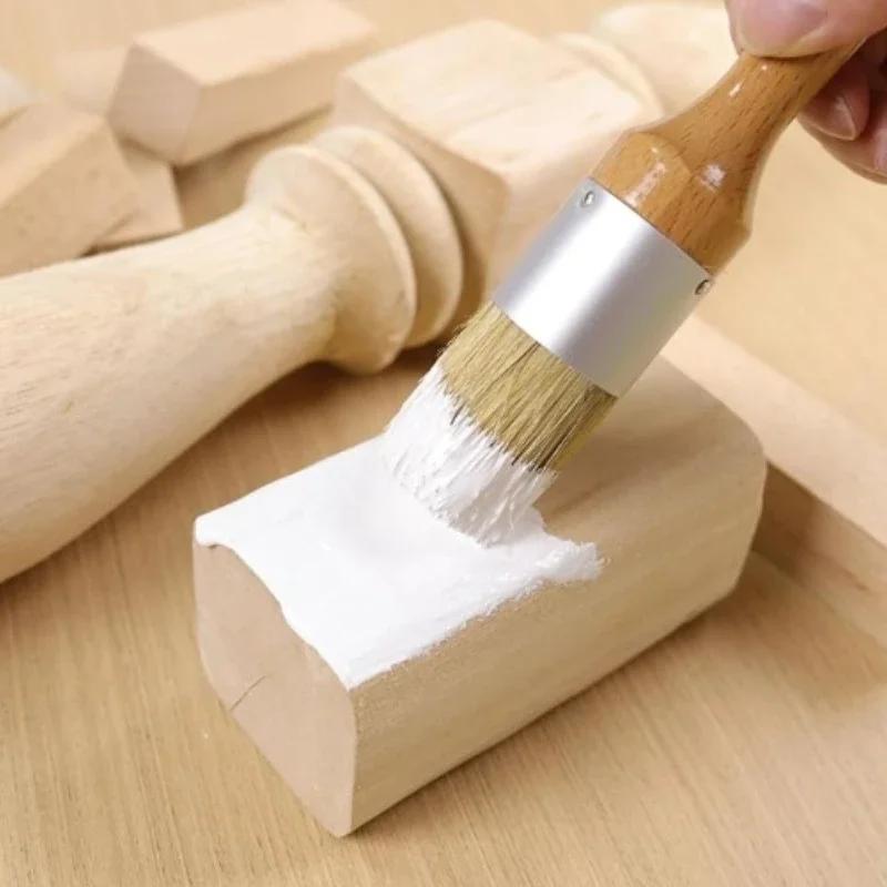 Chalk Paint Brushes for Furniture, Round Paint Brush Set 2Pcs, Wax & Stencil Brushes for Painting or Waxing on Wood, Milk Paint