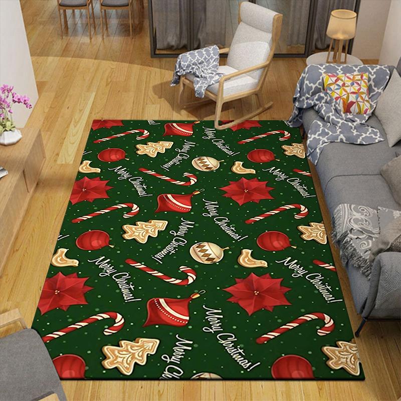1Pc Christmas Candy Cane Rug Office Carpet Indoor Outdoor Doormat Nonslip Soft And Comfortable Living Room Christmas Halloween Gift D91815