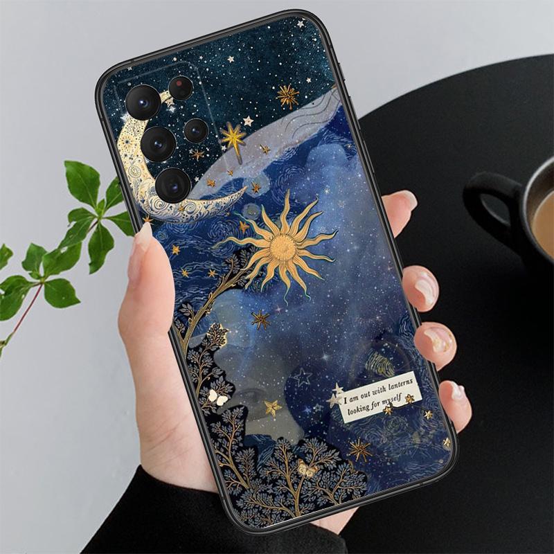 Эстетичный чехол для телефона Луна и Солнце Для Samsung Galaxy S25 S24 S23 S22 S21 Ultra S24 S23 S22 S21 S25 Plus S24 S25 FE