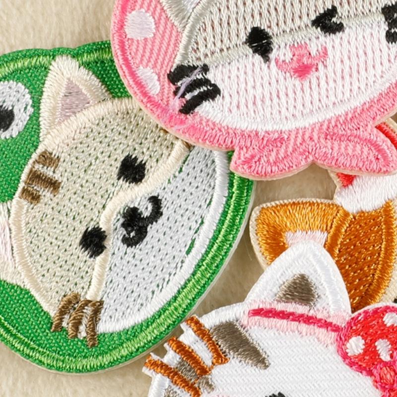 12 шт. Мультяшные кошки Термонаклейки Наклейки на одежду Животные Заплатки для ремонта Вышитые заплатки для украшения сумки