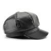Keep Warm Vintage PU Beret Cap Solid Color Unisex Plain Hat  Autumn and Winter