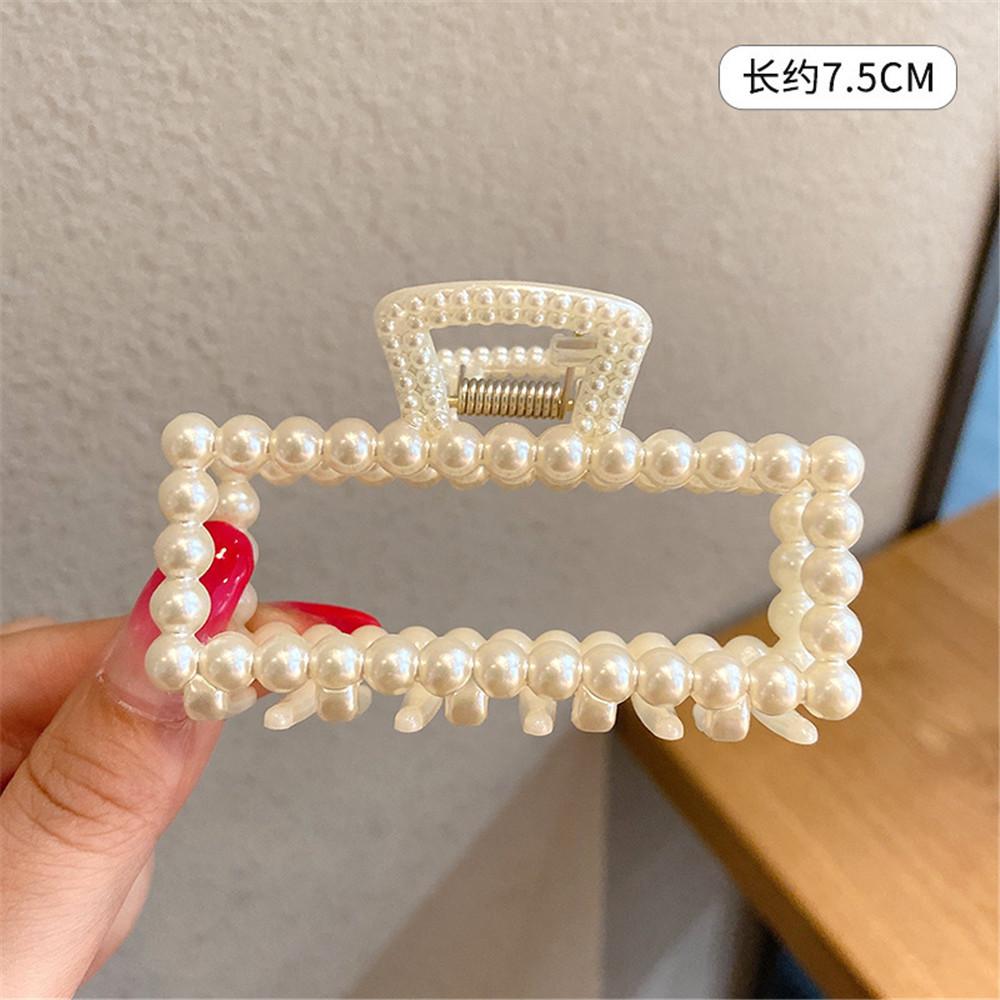 Элегантная заколка для волос с жемчугом и бусинами для женщин, модные геометрические заколки для волос с когтями, головные уборы, заколки для волос из конского хвоста, аксессуары для волос в виде краба
