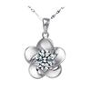 Extra Single Platinum 925 Metal Gift for Women [Glam Jewelry] Women's Necklace, Large, Flower, Finish, Silver, Hypoallergenic, Her,