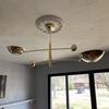 2 Light Pendant Mid Century Modern Raw Brass Sputnik chandelier light Fixture