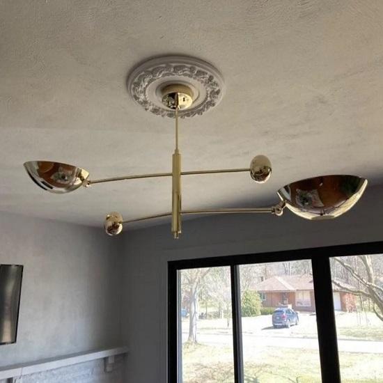 2 Light Pendant Mid Century Modern Raw Brass Sputnik chandelier light Fixture