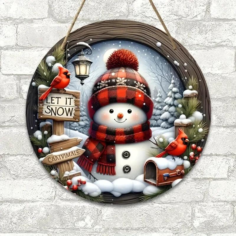 Snowman Front Door Welcome Sign 2026 Christmas Wooden Snowman Door Sign for Garden Farmhouse Home Christmas Winter Sign