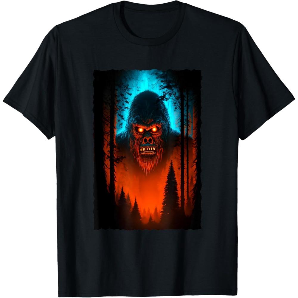 Sasquatch In The Forest - Glowing Eyes - Bigfoot T-Shirt