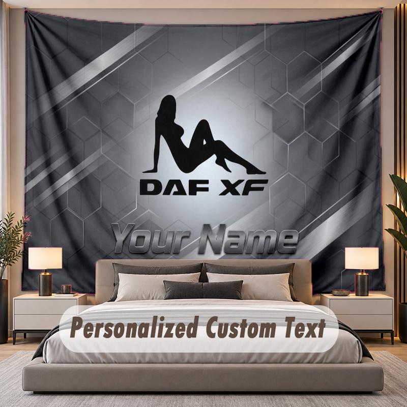 Custom Name Text Tapestry DAF Personalized Polyester Wall Tapestry For Bedroom And Room