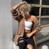 YYFS Женские модные повседневные однотонные куртки и пальто с длинными рукавами с принтом на осень и зиму