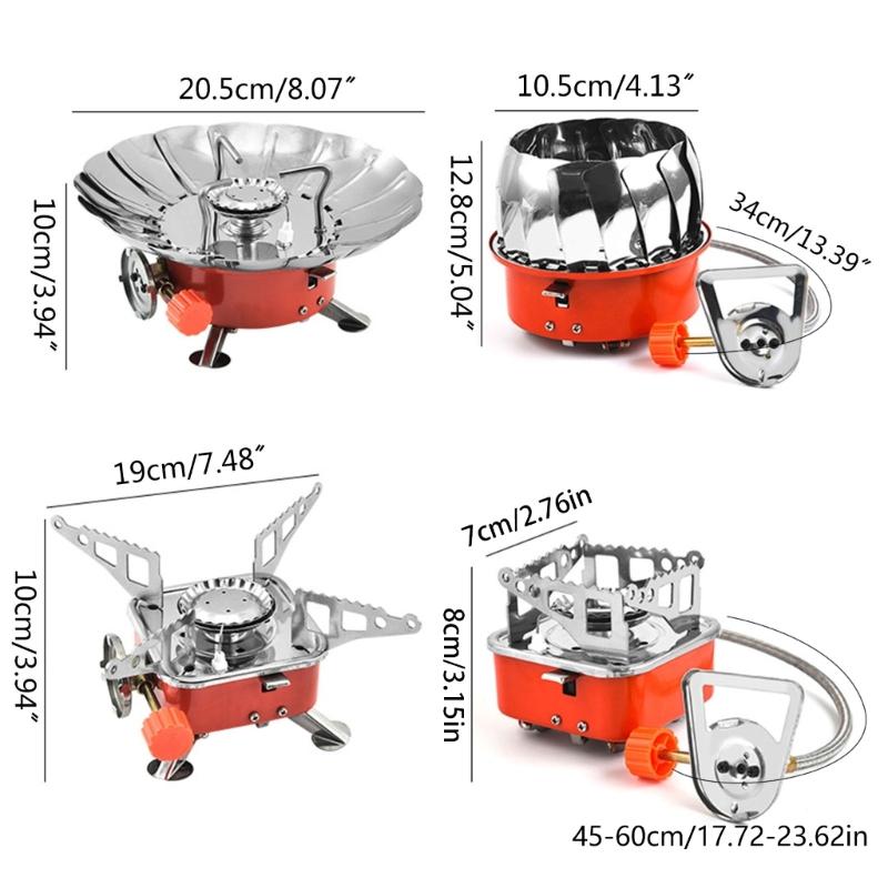 Портативная ветрозащитная плита из нержавеющей стали, складная печка для горелки, складная металлическая газовая плита для кемпинга, туристические принадлежности