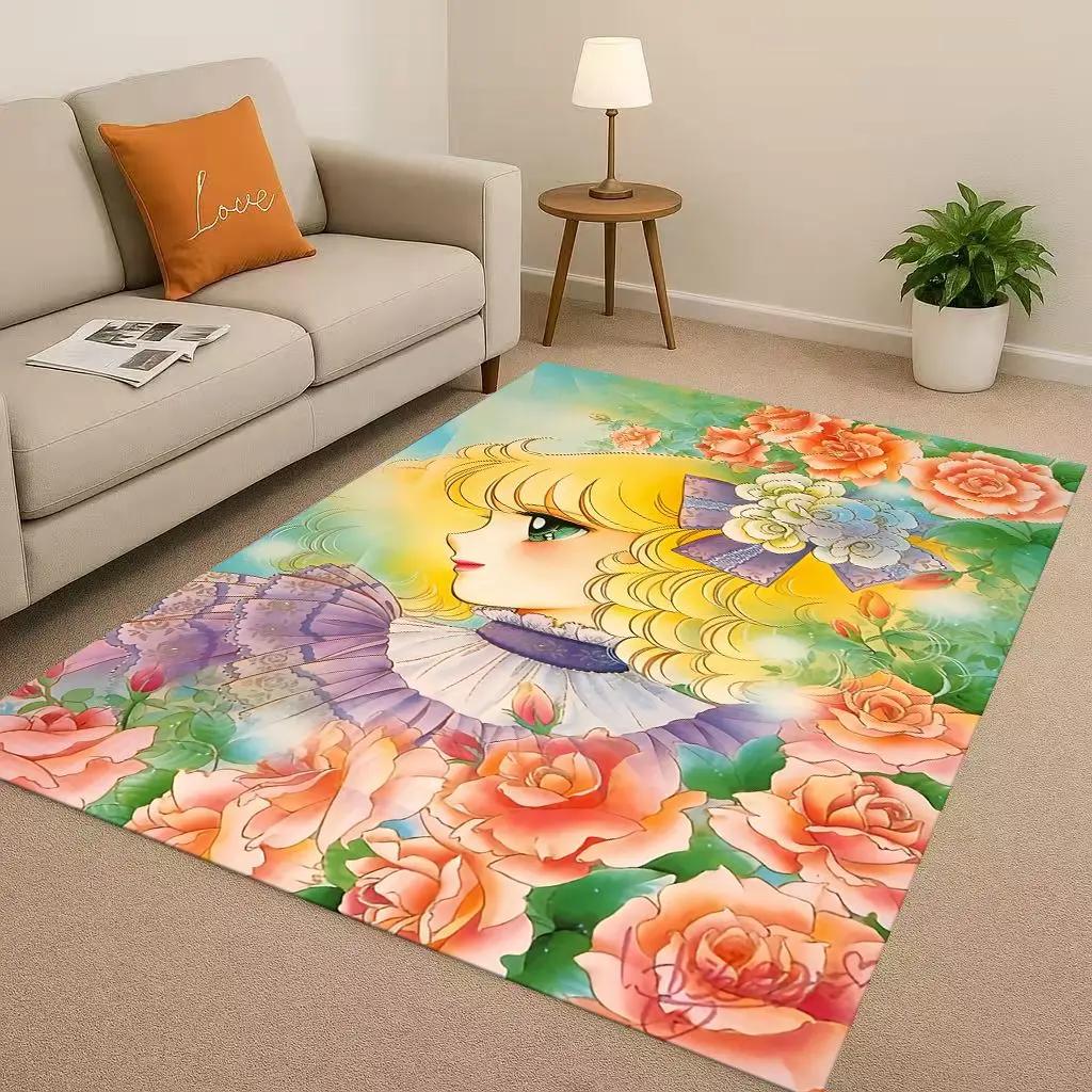 Retro Candy Candy Sweet Girl Cartoon Room Non-Slip Area Rug Soft Carpet for Bedroom Playroom Sofa,Easy Clean Home Decor Doormat