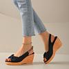 Summer New Wedge Heel Platform Sandals Solid Color Fish Mouth Suede Sweet Bow Sandals