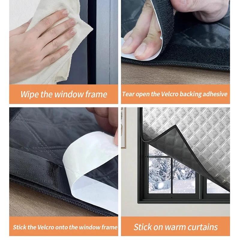2025 Окно Ветрозащитная, Теплая Штора, Холодная Двойная Толстая Блэкаут Штора, Звукоизоляционное Хлопковое Окно,черный Цельный Кусок,можно Настроить